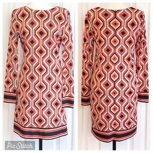 Michael Michael Kors Retro Orange Geo Print Mini Tunic Dress Small